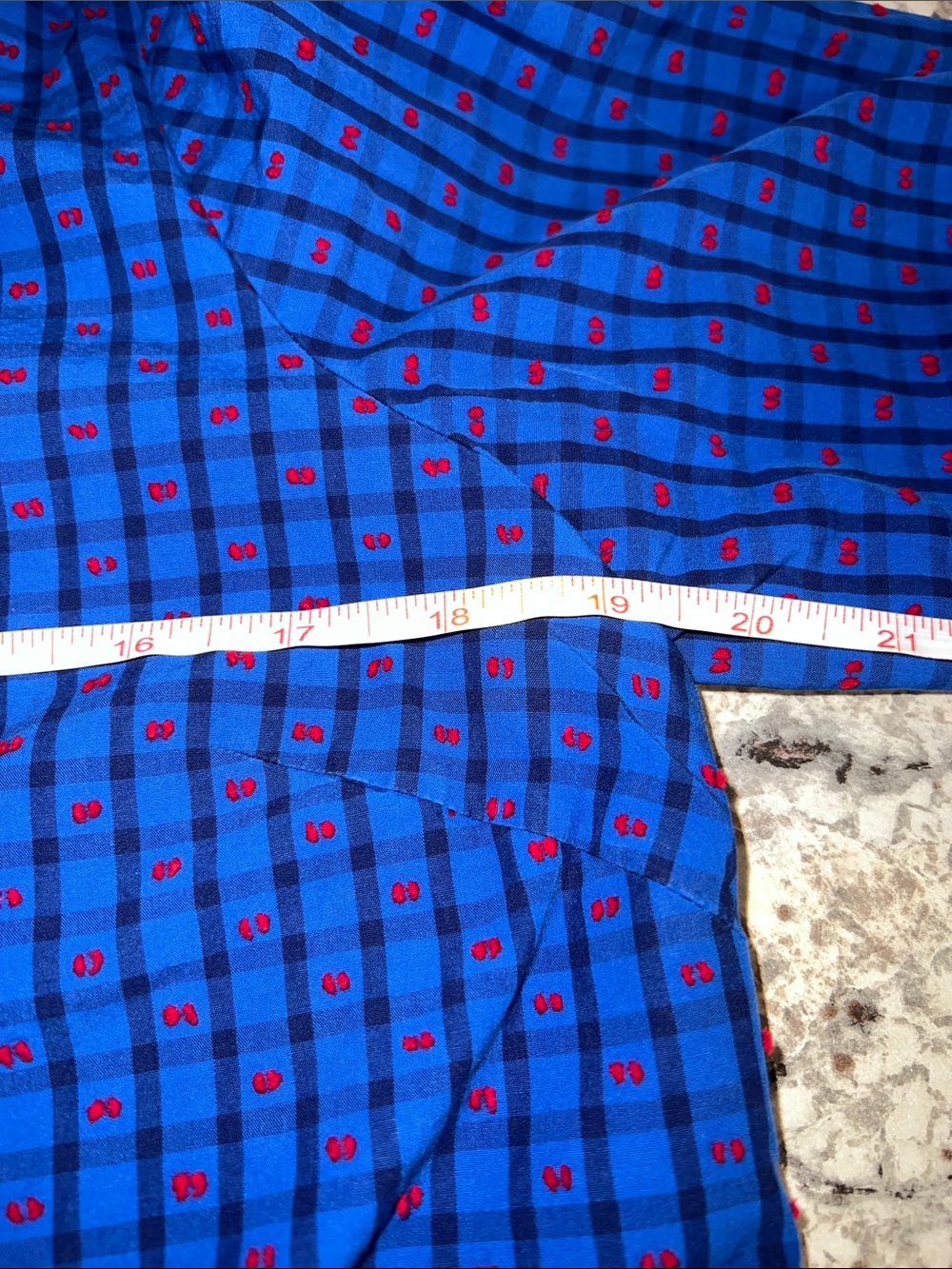 Talbots Navy and Red Checked Ruffle Henley - Picture 8 of 10